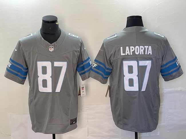 Mens Detroit Lions #87 Sam LaPorta Gray 2023 F.U.S.E. Vapor Untouchable Limited Football Stitched Jersey